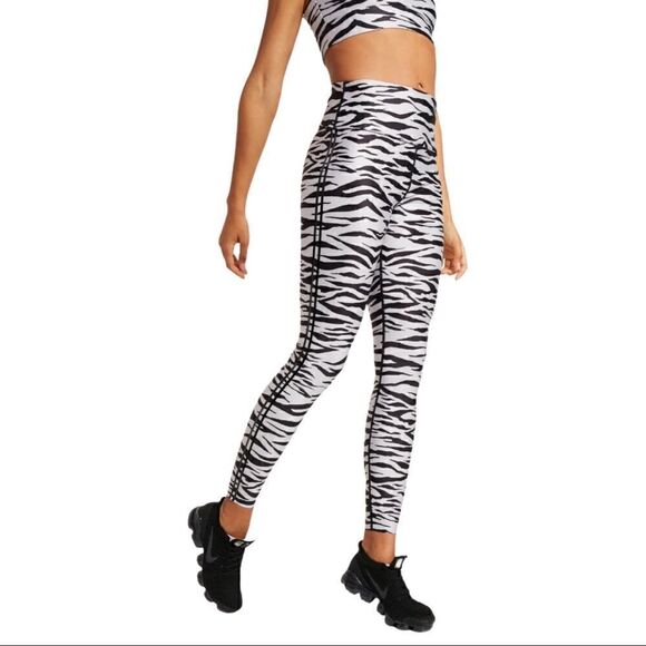 New! Good American High Waist Zebra Animal Print Leggings Active Athletic Tights - Picture 1 of 12